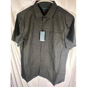Perry Ellis Mens Short Sleeve Solid Voile Woven Shirt, Black, Size XL, NWT
